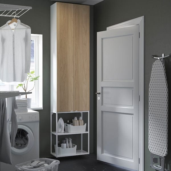 Ikea ENHET - Storage combination, white/oak effect, 60x32x255 cm