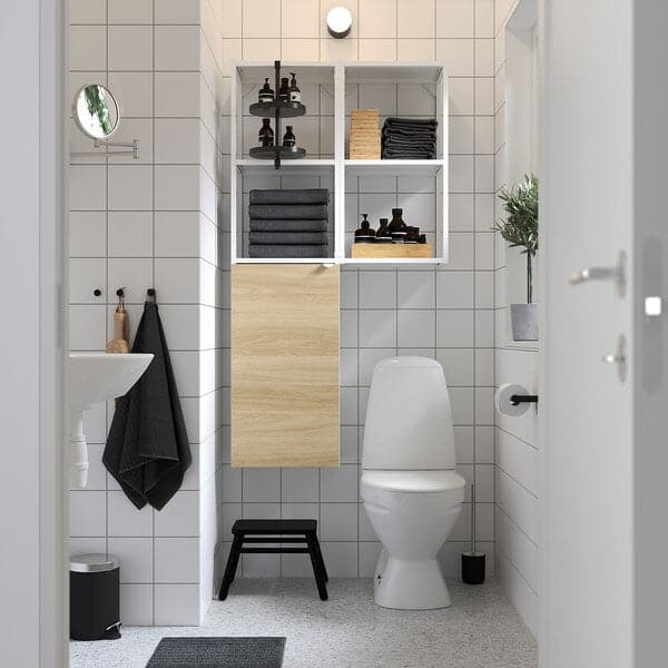 Ikea ENHET - Storage combination, white/oak effect, 80x32x150 cm