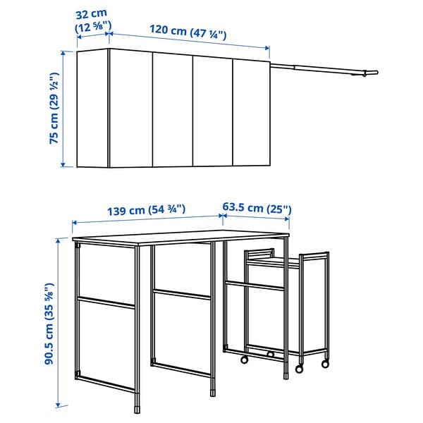 Ikea ENHET - Storage combination, white/oak effect, 139x63.5 cm
