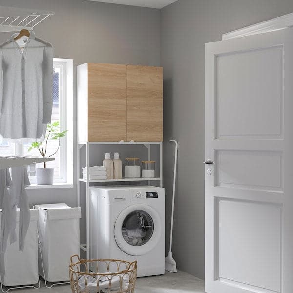 Ikea ENHET - Storage combination, white/oak effect, 80x32x204 cm