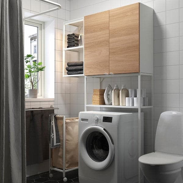 Ikea ENHET - Storage combination, white/oak effect, 120x32x204 cm