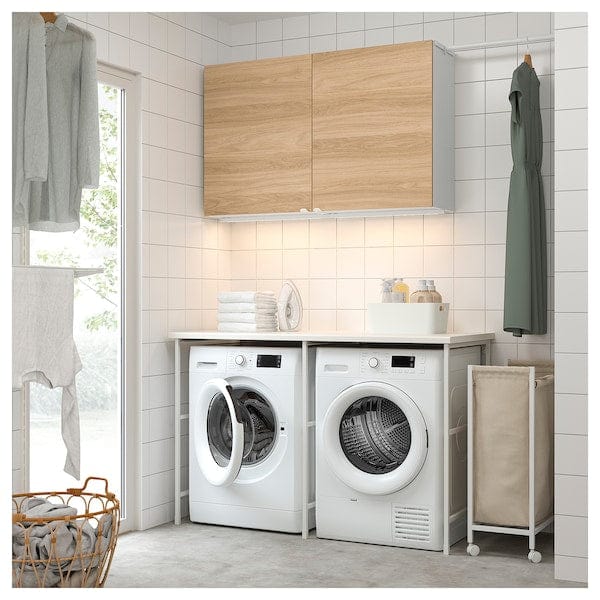 Ikea ENHET - Storage combination, white/oak effect, 139x63.5 cm