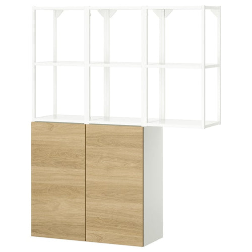ENHET - Storage combination, white/oak effect, 120x32x150 cm
