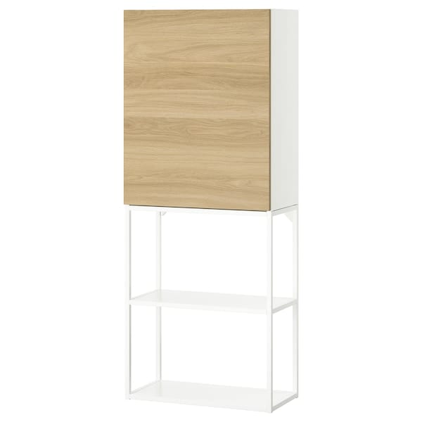 ENHET - Storage combination, white/oak effect, 60x32x150 cm