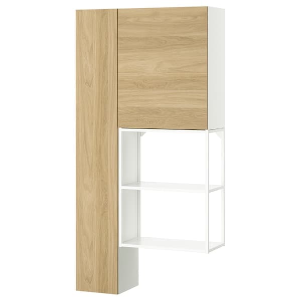 ENHET - Storage combination, white/oak effect, 90x32x180 cm - best price from Maltashopper.com 39548089