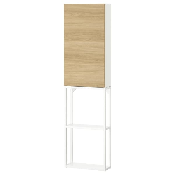 ENHET - Storage combination, white/oak effect, 40x17x150 cm