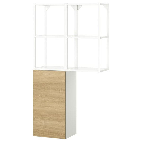 ENHET - Storage combination, white/oak effect, 80x32x150 cm