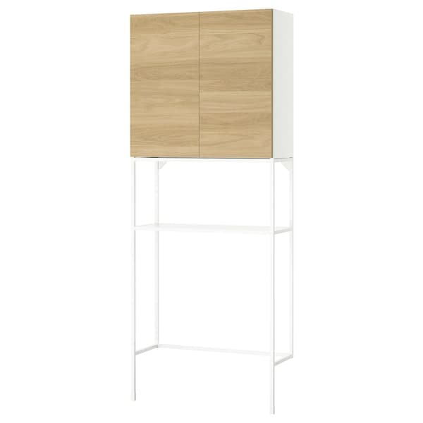 ENHET - Storage combination, white/oak effect, 80x32x204 cm