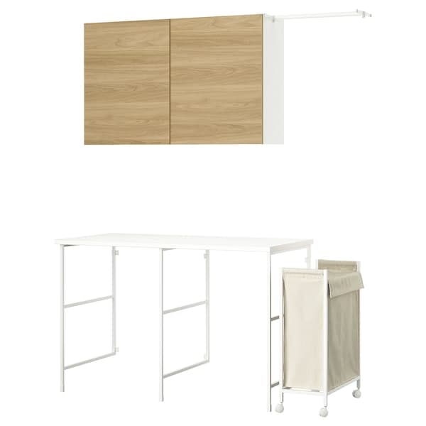 ENHET - Storage combination, white/oak effect, 139x63.5 cm