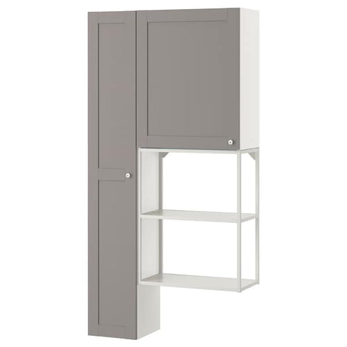 ENHET - Storage combination, white/grey frame, 90x32x180 cm