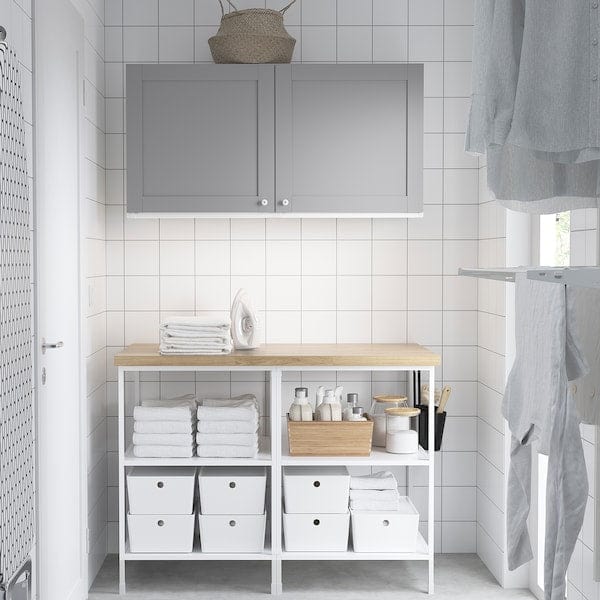 Ikea ENHET - Storage combination, white/grey frame, 123x63.5x207 cm