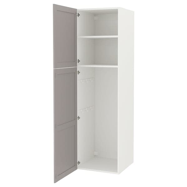 ENHET Combination of high furniture - white/grey frame 60x62x210 cm , 60x62x210 cm - best price from Maltashopper.com 99435560