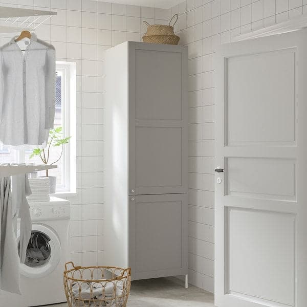 ENHET Combination of high furniture - white/grey frame 60x62x210 cm , 60x62x210 cm - best price from Maltashopper.com 19435578
