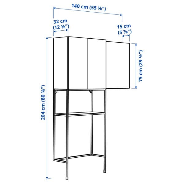 Ikea ENHET - Storage combination, white, 140x32x204 cm