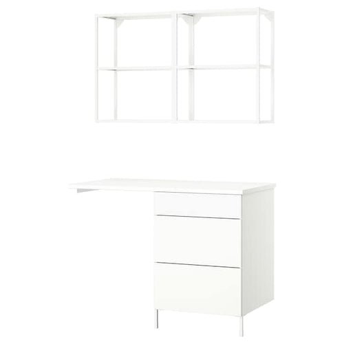 ENHET - Storage combination, white, 121.5x63.5x222 cm