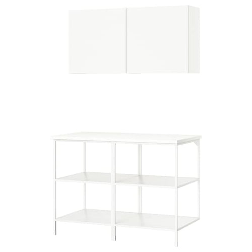 ENHET - Storage combination, white, 123x63.5x207 cm