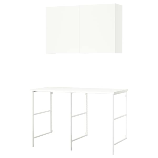 ENHET - Storage combination, white, 139x63.5x90.5 cm