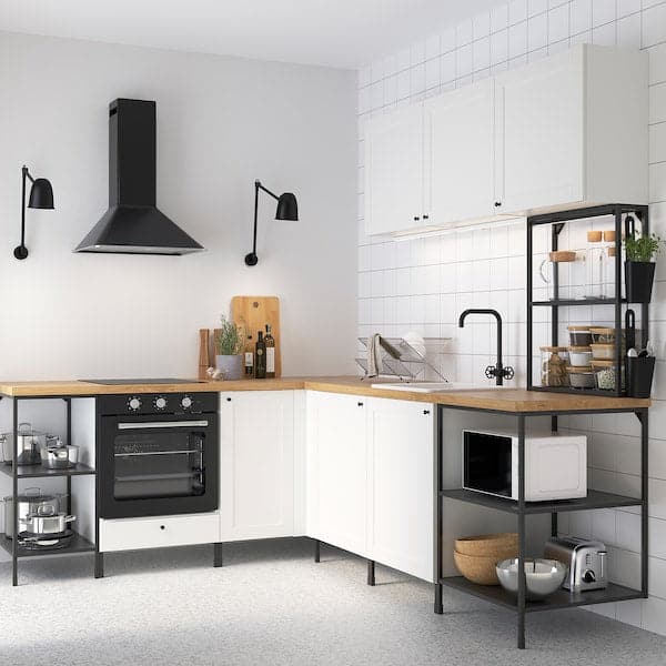 ENHET Corner kitchen - anthracite/white frame , - best price from Maltashopper.com 39338128