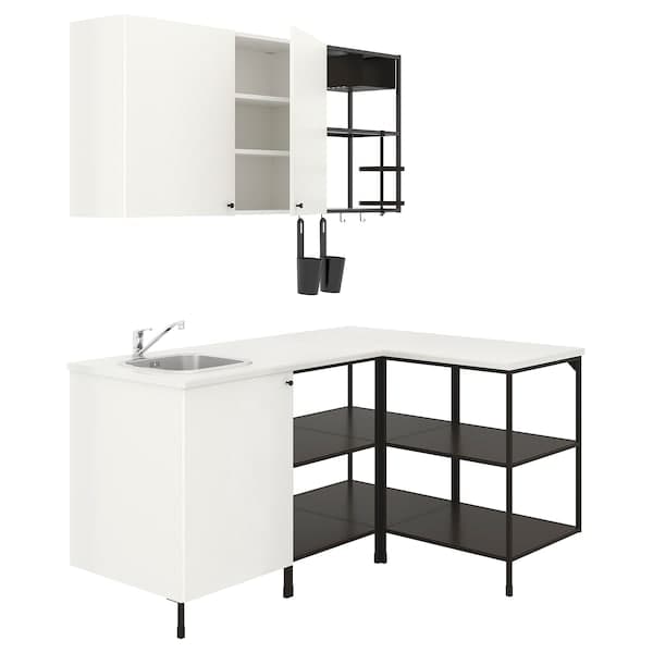 ENHET Corner kitchen - anthracite/white ,