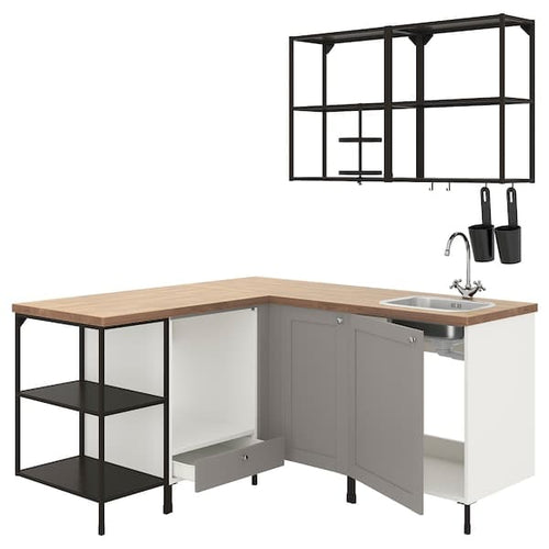 ENHET Corner kitchen - anthracite/frame grey ,