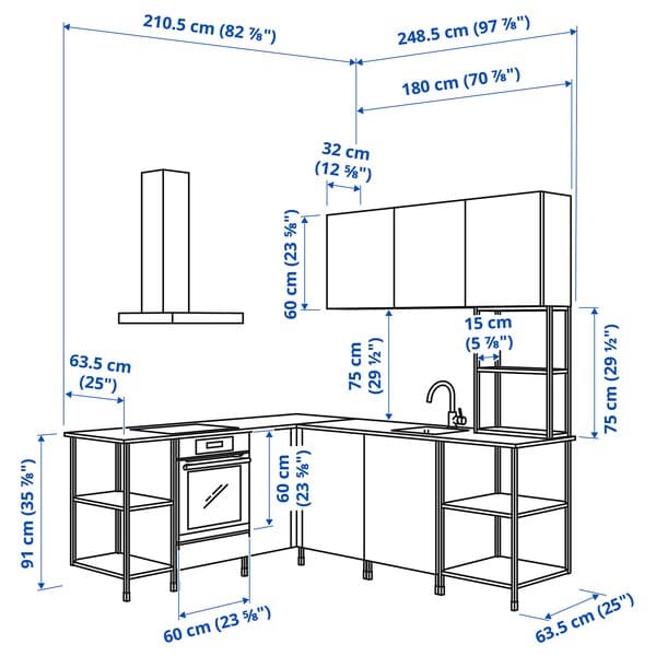 Ikea ENHET Angular kitchen - white