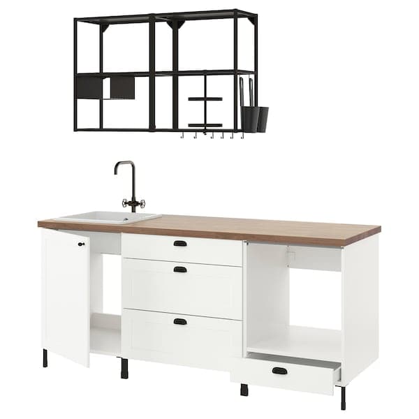 ENHET Kitchen - anthracite/white frame 203x63.5x222 cm , 203x63.5x222 cm