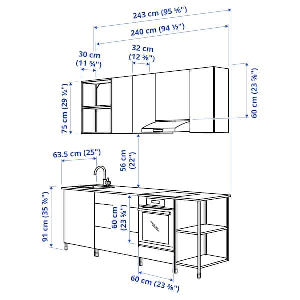 Ikea ENHET - Kitchen , 243x63.5x222 cm