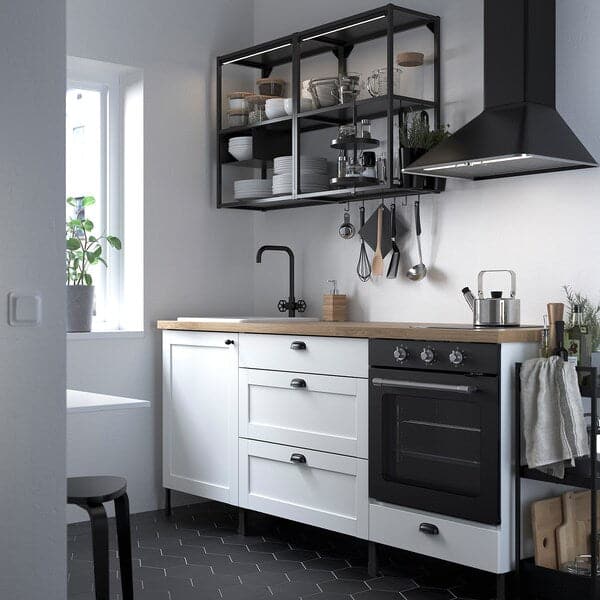 Ikea ENHET Kitchen - anthracite/white frame 203x63.5x222 cm , 203x63.5x222 cm