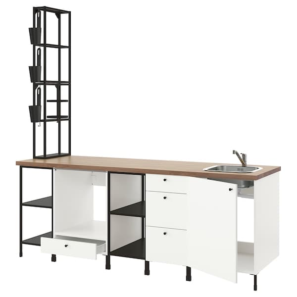 ENHET Kitchen - anthracite/white 243x63.5x241 cm