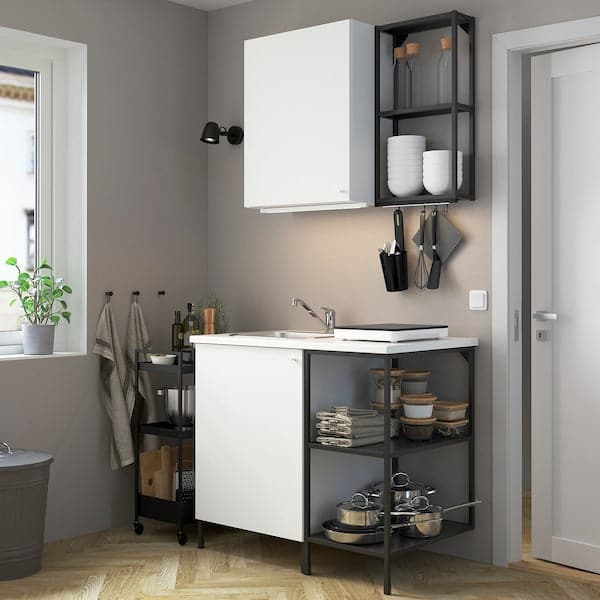 ENHET Kitchen - anthracite/white 103x63.5x222 cm , 103x63.5x222 cm - best price from Maltashopper.com 29336926