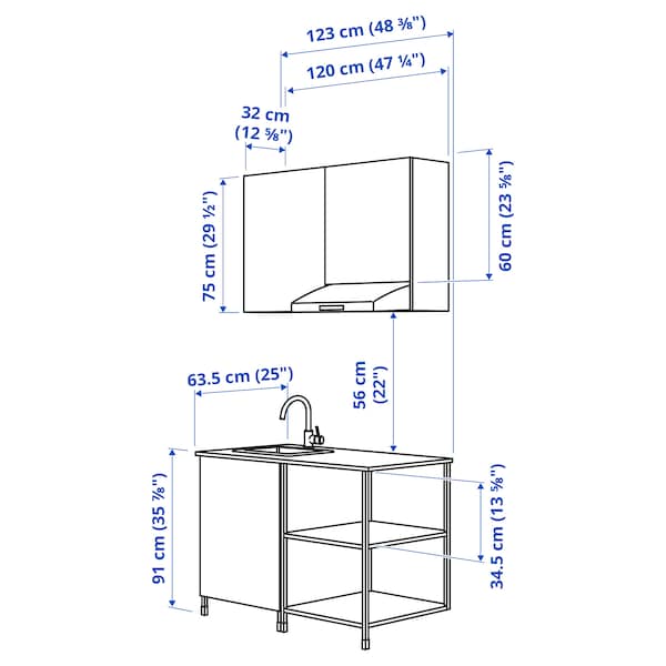 Ikea ENHET - Kitchen , 123x63.5x222 cm