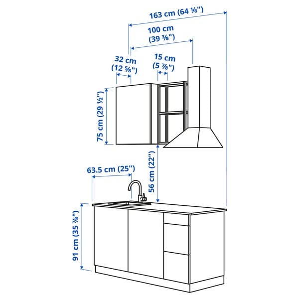 ENHET - Kitchen , 163x63.5x222 cm - best price from Maltashopper.com 69337349