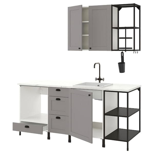 ENHET Kitchen - anthracite/grey frame 203x63.5x222 cm , 203x63.5x222 cm