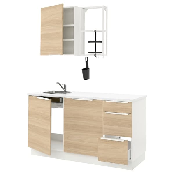 ENHET Kitchen - white/oak effect 163x63.5x222 cm , 163x63.5x222 cm