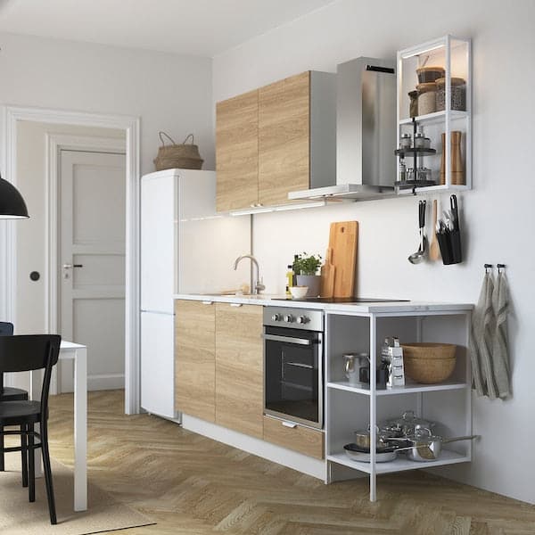 ENHET Kitchen - white/oak effect 223x63.5x222 cm , - best price from Maltashopper.com 09337743