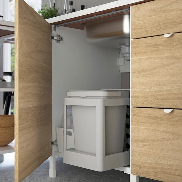 Ikea ENHET Kitchen - white/oak effect 103x63.5x222 cm , 103x63.5x222 cm