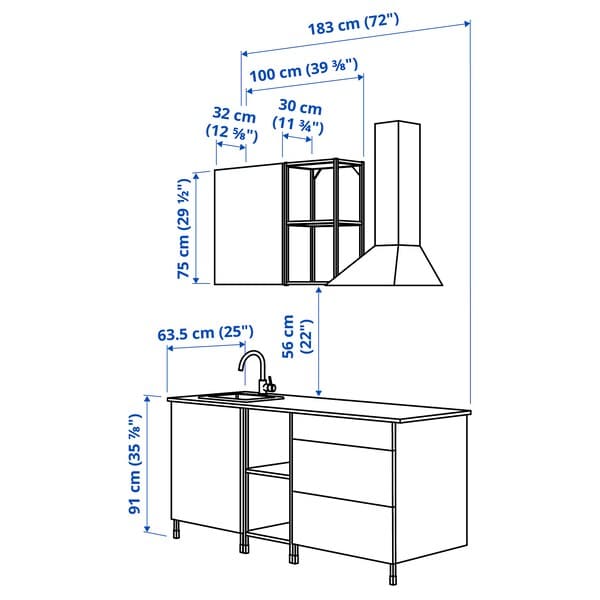 ENHET - Kitchen , 183x63.5x222 cm - best price from Maltashopper.com 59337420