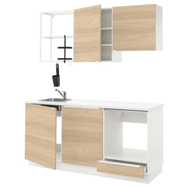 ENHET Kitchen - white/oak effect 183x63.5x222 cm