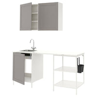 ENHET Kitchen - white/grey frame 183x63.5x222 cm , 183x63.5x222 cm - best price from Maltashopper.com 19337441