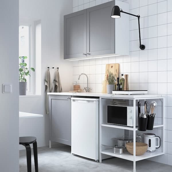 ENHET Kitchen - white/grey frame 183x63.5x222 cm , 183x63.5x222 cm - best price from Maltashopper.com 19337441