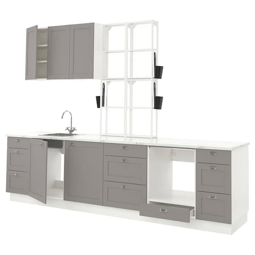 ENHET Kitchen - white/grey frame 323x63.5x241 cm , 323x63.5x241 cm