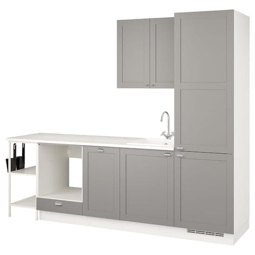 ENHET Kitchen - white/grey frame 266.5x63.5x222.5 cm , 266.5x63.5x222.5 cm