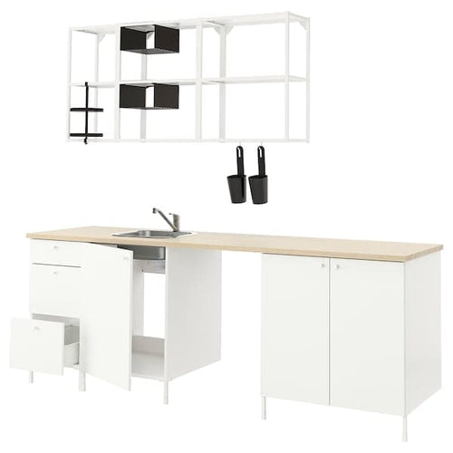 ENHET kitchen, white, 243x63.5x222 cm