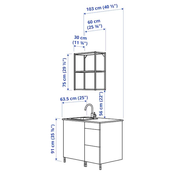 ENHET Kitchen - white 103x63.5x222 cm , 103x63.5x222 cm - best price from Maltashopper.com 39336681