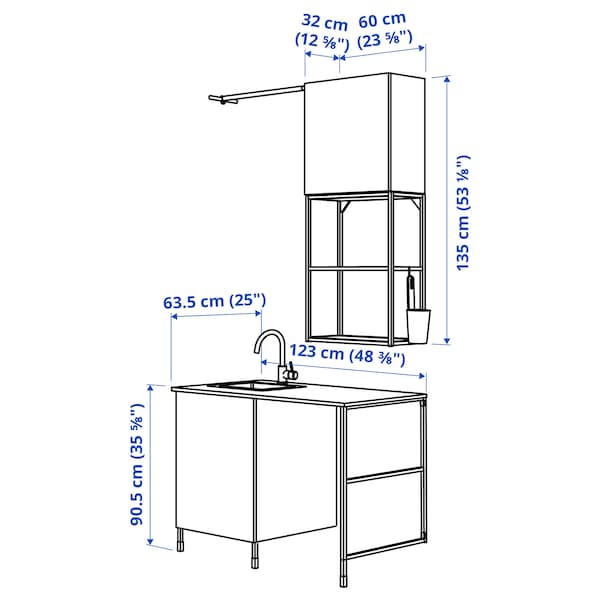 Ikea ENHET - Laundry, anthracite/white, 139x63.5x87.5 cm