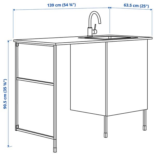 ENHET - Laundry, anthracite/white frame, , 139x63.5x90.5 cm - best price from Maltashopper.com 29554542