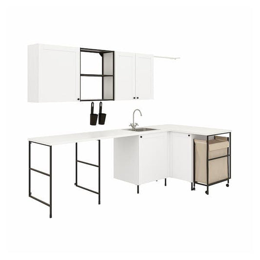 Ikea ENHET - Laundry, anthracite/white frame, 269.5x139x63.5 cm ,