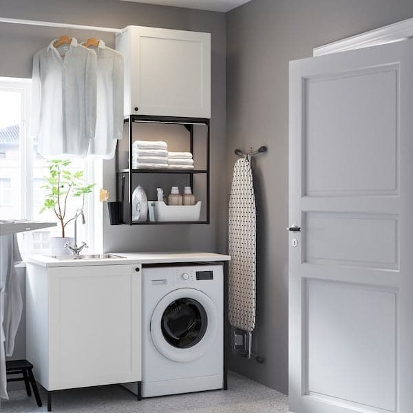 ENHET - Laundry, anthracite/white frame, 139x63.5x87.5 cm , - best price from Maltashopper.com 09477253