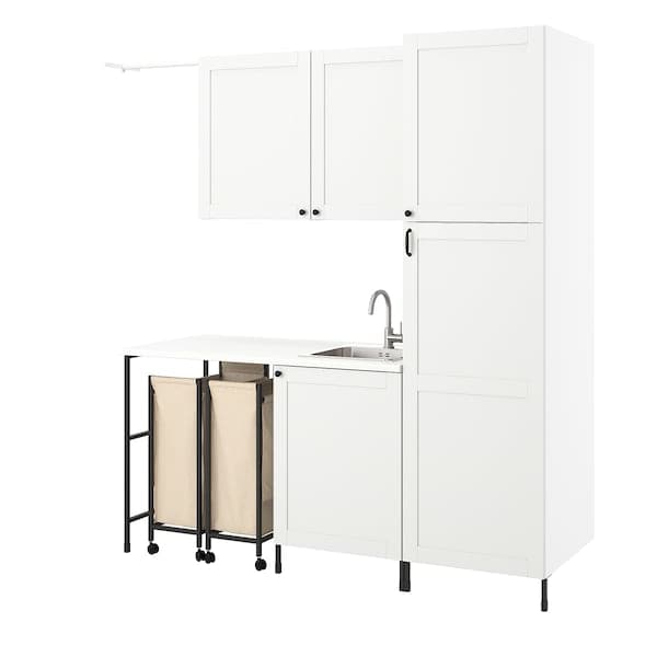 ENHET - Laundry, anthracite/white frame, 190x63.5x222.5 cm