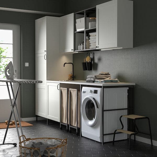 ENHET - Laundry, anthracite/white frame, 261.5x63.5x222.5 cm - best price from Maltashopper.com 69477943